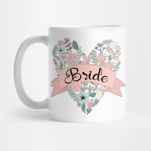 Bride Floral Heart Coral Ribbon by TLSDesigns